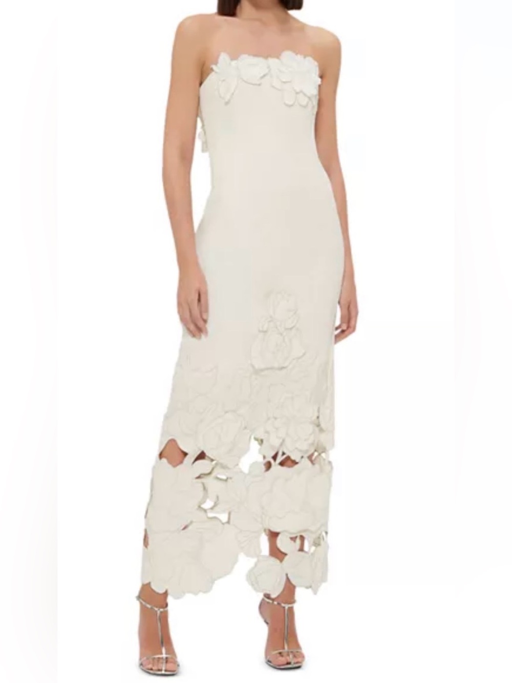 Leo Lin Elegant Cream Floral Midi Dress